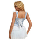 Steampunk Lace Corset Bustier With Floral Overlay And Fishbone Support - S