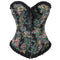 Rose Print Denim Jeans Corset Black Plus Size Burlesque Renaissance Vintage - Xl