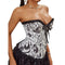 Print Gothic Corselet Ruffled Lace Trim Boned Corset Halloween Women Clothing - Xs
