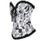 Print Gothic Corselet Ruffled Lace Trim Boned Corset Halloween Women Clothing - Xs