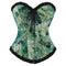 Ruffled Lace Trim Boned Corset Top Green Renaissance Christmas Lingerie - L