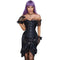 Floral Lace Corset With Off Shoulder Sleeves Plus Size S-6Xl Bow Tie Chest Biner Bustier Top In Black - Xl
