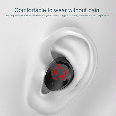 Intelligent Noise Reduction Bluetooth Earphones with Touch Control and Battery Display - Red
