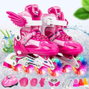 Adjustable Kids Roller Skates Set - Single Flash Wheels - Size S
