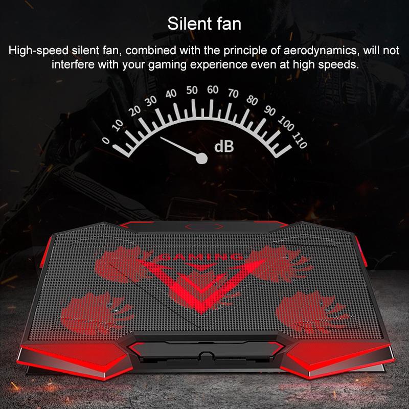 5-Core Dual Port Laptop Stand With Cooling Fan - Red