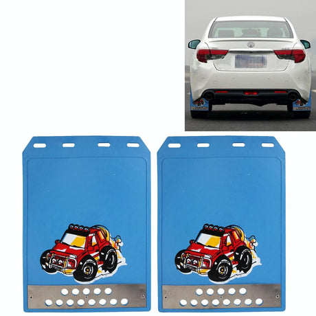 2 Pcs Premium Heavy Duty Molded Splash Mud Flaps Auto Front And Rear Fender Guard Small Size Random Pattern Delivery - Red