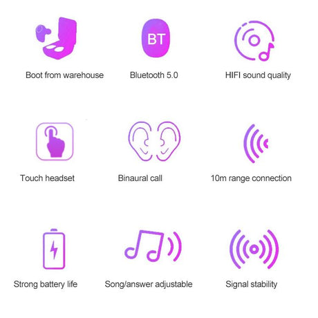 Wireless Touch Bluetooth Headset with Smart Magnetic Charging - Automatic Pairing - Red