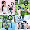 Vlogging Live Broadcast Smartphone Video Rig With Led Selfie Light Microphone Tripod Mount And Cold Shoe Head - Blue