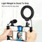 Vlogging Live Broadcast Smartphone Video Rig With Led Selfie Light Microphone Tripod Mount And Cold Shoe Head - Blue