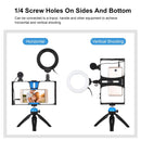 Vlogging Live Broadcast Smartphone Video Rig With Led Selfie Light Microphone Tripod Mount And Cold Shoe Head - Blue