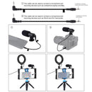 Vlogging Live Broadcast Smartphone Video Rig With Led Selfie Light Microphone Tripod Mount And Cold Shoe Head - Blue