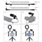 Vlogging Live Broadcast Smartphone Video Rig With Led Selfie Light Microphone Tripod Mount And Cold Shoe Head - Blue