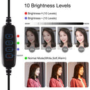 Vlogging Live Broadcast Smartphone Video Rig With Led Selfie Light Microphone Tripod Mount And Cold Shoe Head - Blue