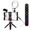 Vlogging Live Broadcast Smartphone Video Rig With 4.7 Inch Rgbw Ring Led Selfie Light Microphone And Pocket Tripod Mount Kit