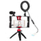 Vlogging Live Broadcast Smartphone Video Rig With 4.7 Inch Rgbw Ring Led Selfie Light Microphone And Pocket Tripod Mount Kit