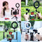 Vlogging Live Broadcast Smartphone Video Rig With 4.7 Inch Rgbw Ring Led Selfie Light Microphone And Pocket Tripod Mount Kit
