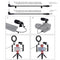 Vlogging Live Broadcast Smartphone Video Rig With 4.7 Inch Rgbw Ring Led Selfie Light Microphone And Pocket Tripod Mount Kit