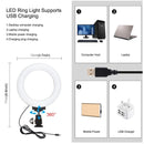 Vlogging Live Broadcast Smartphone Video Rig With 4.7 Inch Rgbw Ring Led Selfie Light Microphone And Pocket Tripod Mount Kit