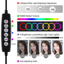 Vlogging Live Broadcast Smartphone Video Rig With 4.7 Inch Rgbw Ring Led Selfie Light Microphone And Pocket Tripod Mount Kit