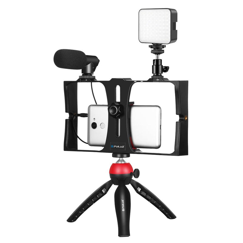 Vlogging Live Broadcast Kit With Led Fill Light Microphone Tripod Mount & Cold Shoe Head