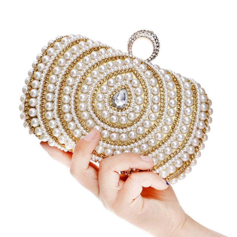 Stylish Pearl Handbag For Fashion Banquets And Parties - Red