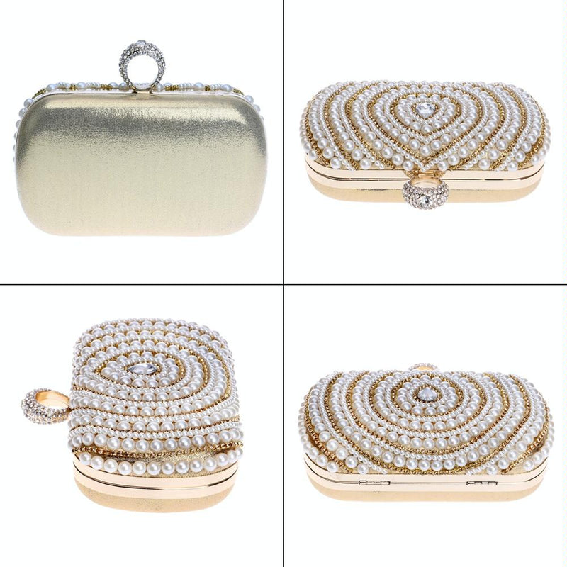 Stylish Pearl Handbag For Fashion Banquets And Parties - Red