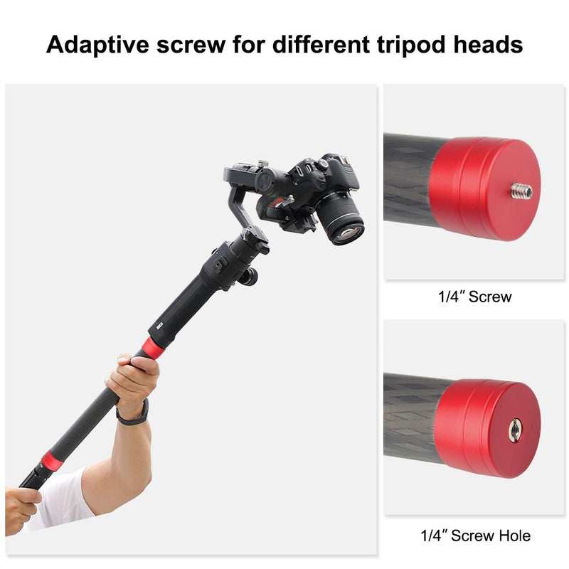 35cm Carbon Fiber Monopod Extension for Gimbal - Red