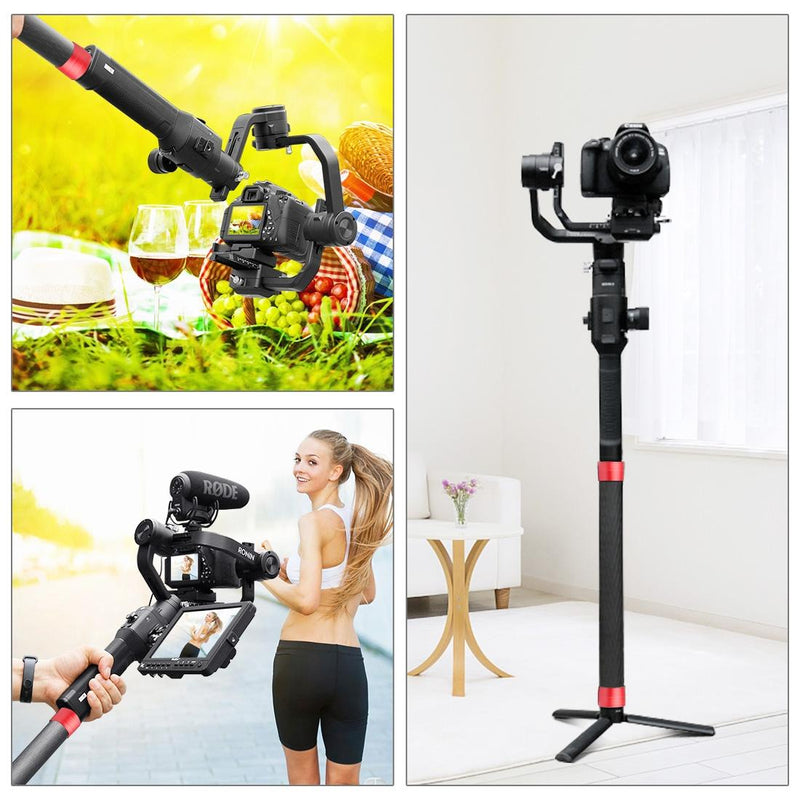 35cm Carbon Fiber Monopod Extension for Gimbal - Red