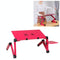Adjustable Foldable Laptop Stand with Fans & Mouse Pad - Portable Aluminum - Red