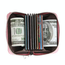 Anti-magnetic Rfid Leather Zip Wallet - Zipper Closure - Red