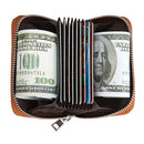 Anti-magnetic Rfid Leather Zip Wallet - Zipper Closure - Red
