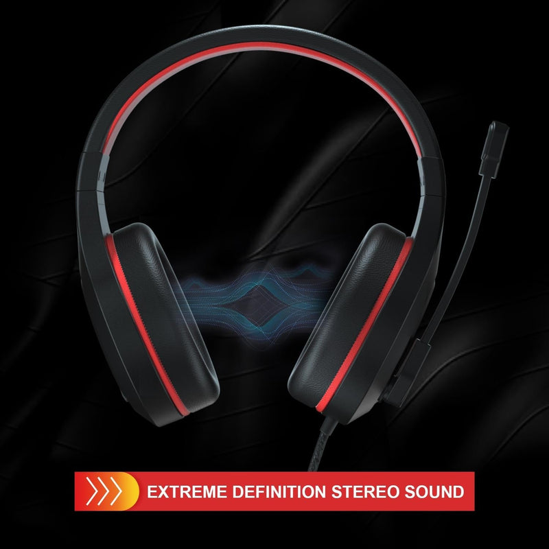 3.5Mm Noise-Canceling Gaming Headset With Retractable Mic - Black Red