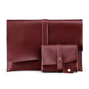 13 Laptop / Tablet Bag - Genuine Leather - Universal - Cable Winder - Business Power Adapter - Wine Red