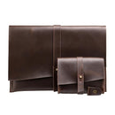 13.3 Inch Genuine Leather Laptop Bag With Power Adapter And Cable Winder - Rufous