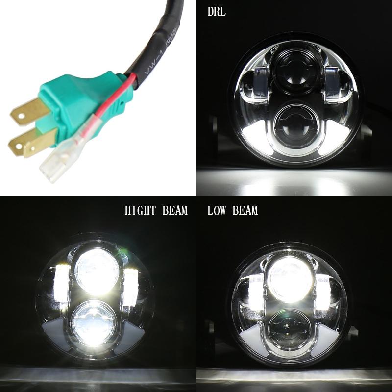 5.75 Inch Dc12V 6000K - 6500K 40W Car Led Headlight For Harley Silver