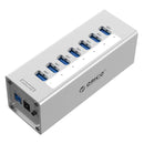 7-Port Aluminum Usb 3.0 Hub For Laptops - Silver