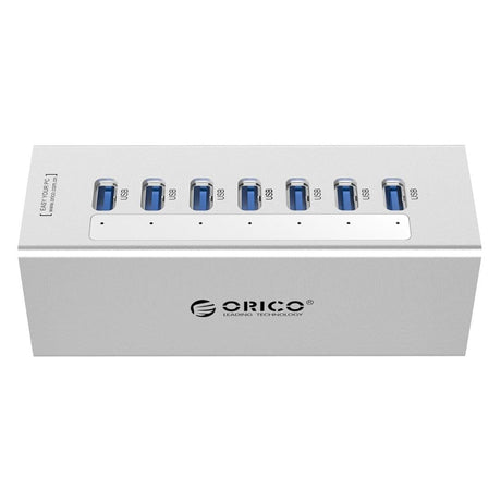 7-Port Aluminum Usb 3.0 Hub For Laptops - Silver