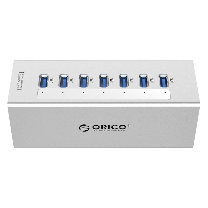 7-Port Aluminum Usb 3.0 Hub For Laptops - Silver