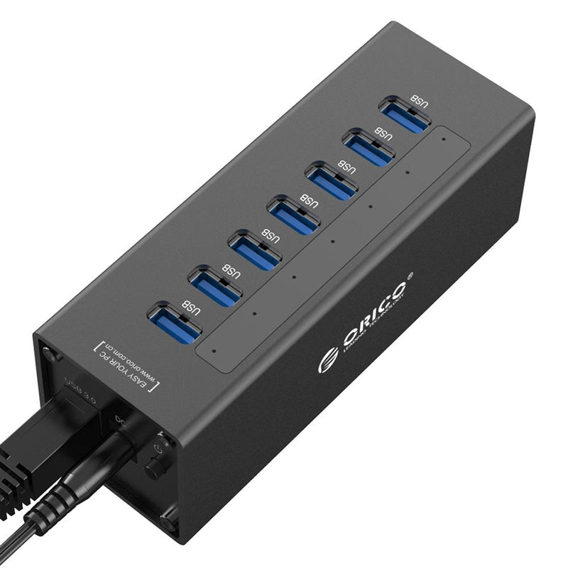 7-Port Aluminum Usb 3.0 Hub For Laptops - Silver