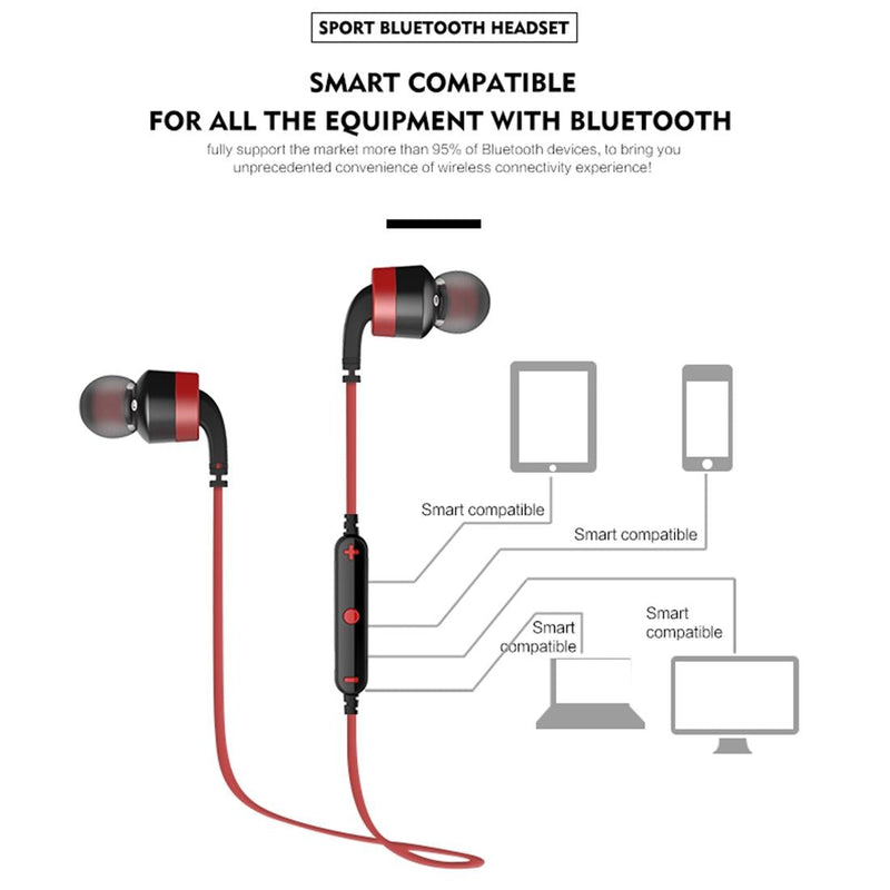 Wireless Sport Bluetooth Earphones with In-line Control - Black - Silver