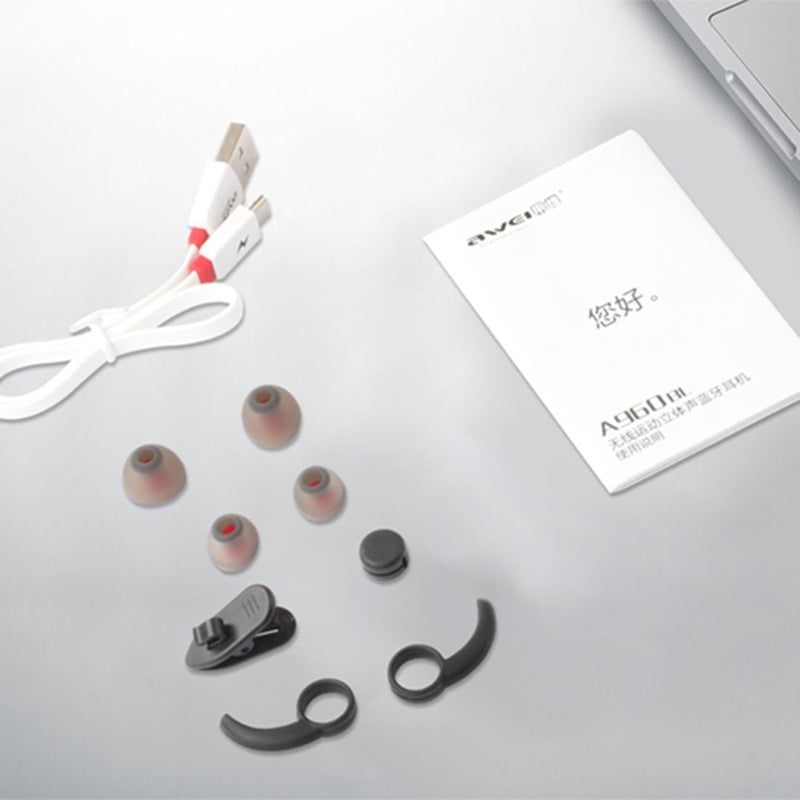 Wireless Sport Bluetooth Earphones with In-line Control - Black - Silver