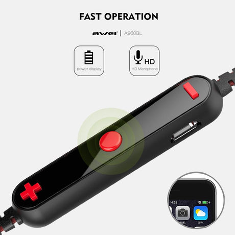 Wireless Sport Bluetooth Earphones with In-line Control - Black - Silver