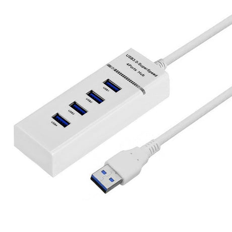 4-Port Usb 3.0 Hub With Led Super Speed 5Gbps - White