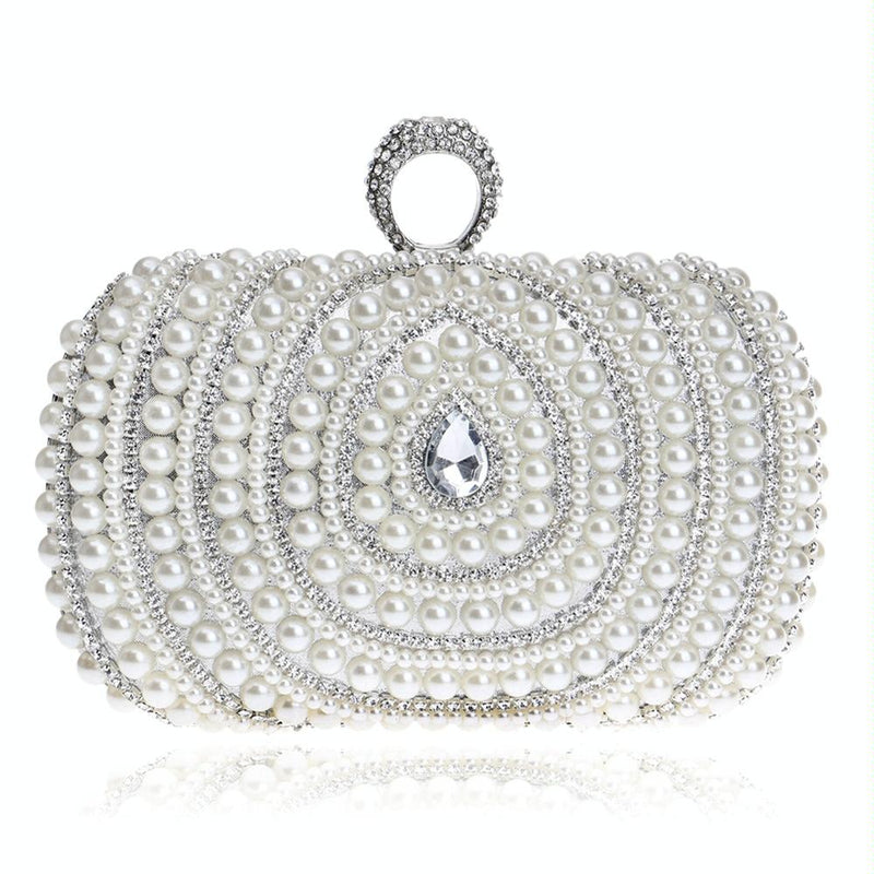 Stylish Pearl Handbag For Fashion Banquets And Parties - Silver