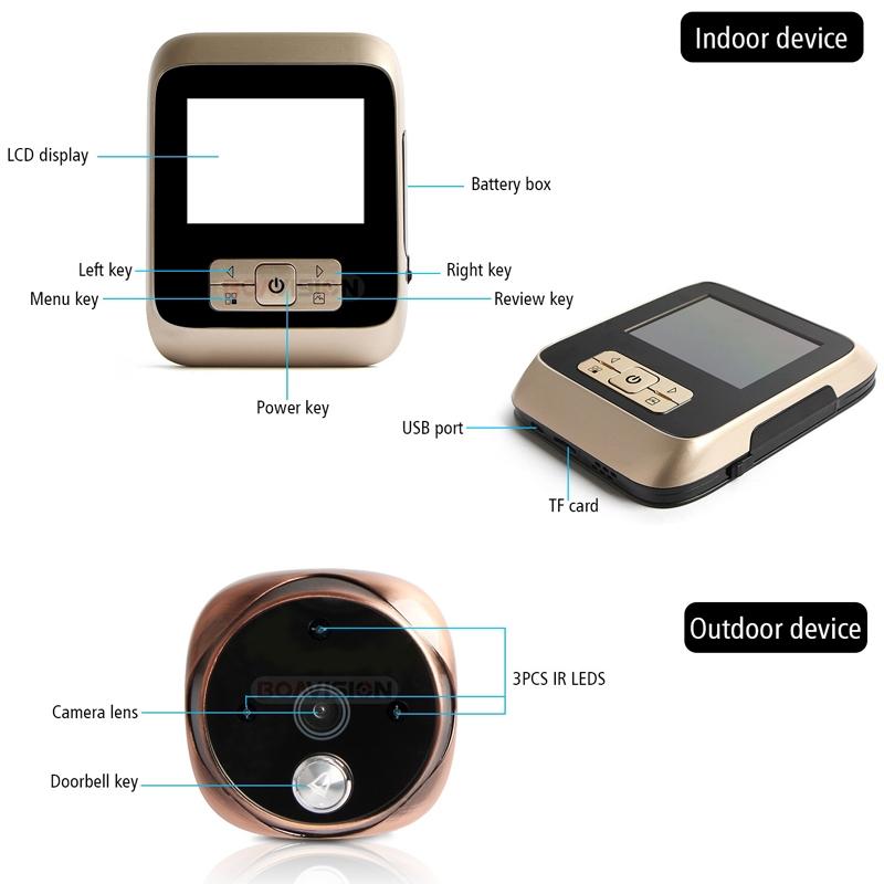 3.0 Tft Display Digital Door Viewer With 3.0Mp Camera Tf Card Support & Night Vision - 32Gb Max - Bronze