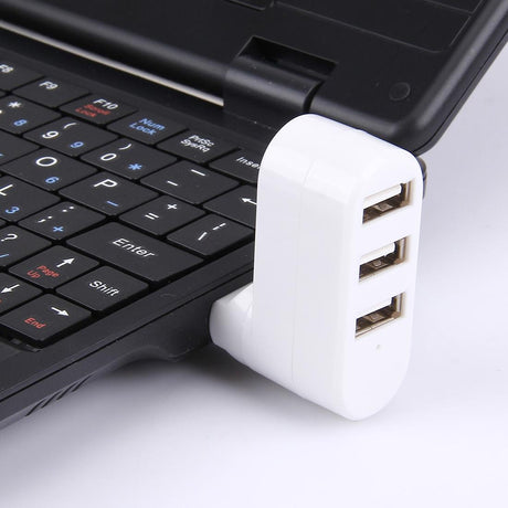 3-Port Usb 2.0 Hub With 180° Rotation - White