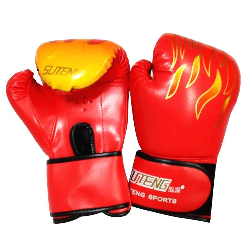 Adult Flame Pattern Pu Leather Boxing Gloves - Fitness - White