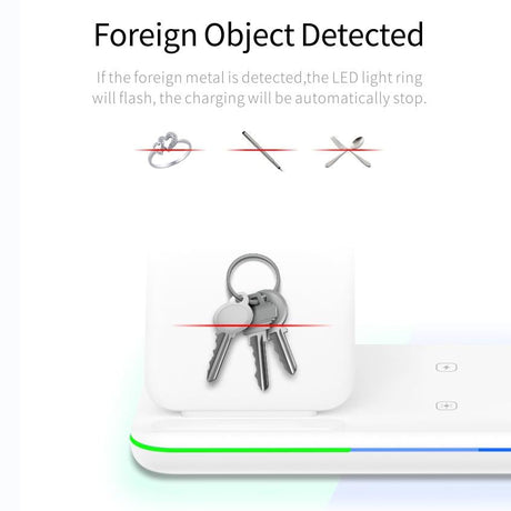 3 In 1 Magnetic Wireless Charger With Touch Ring Light - White