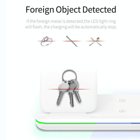 3 In 1 Magnetic Wireless Charger With Touch Ring Light - White