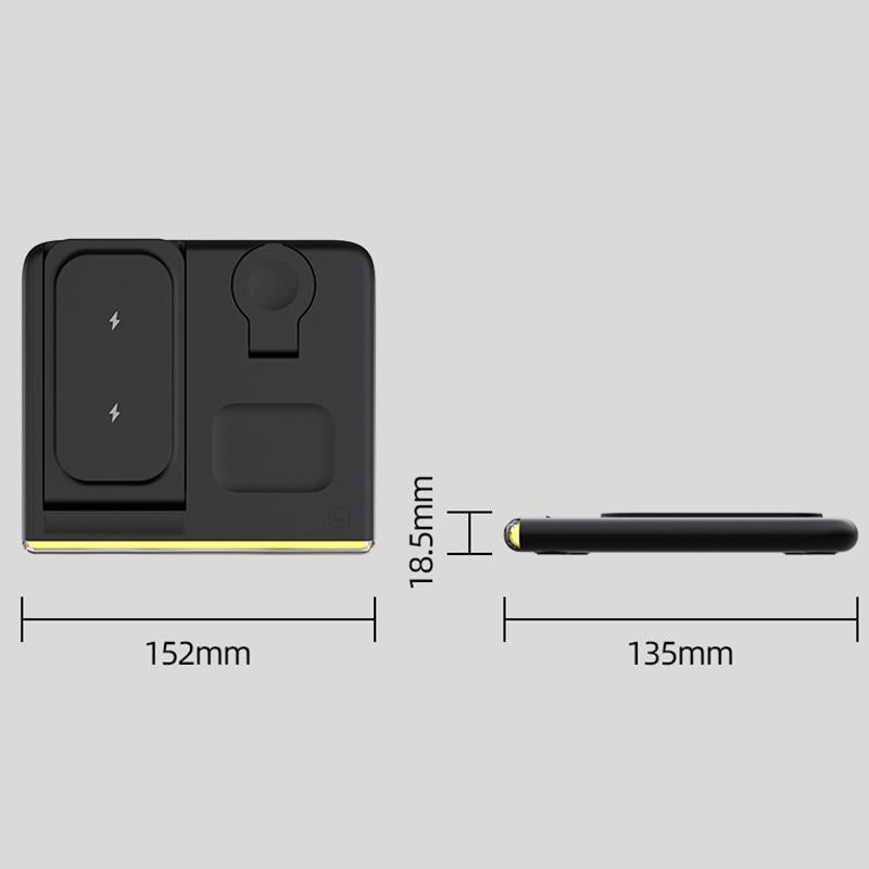 Foldable 15W Magnetic Wireless Charger With Ambient Light - White